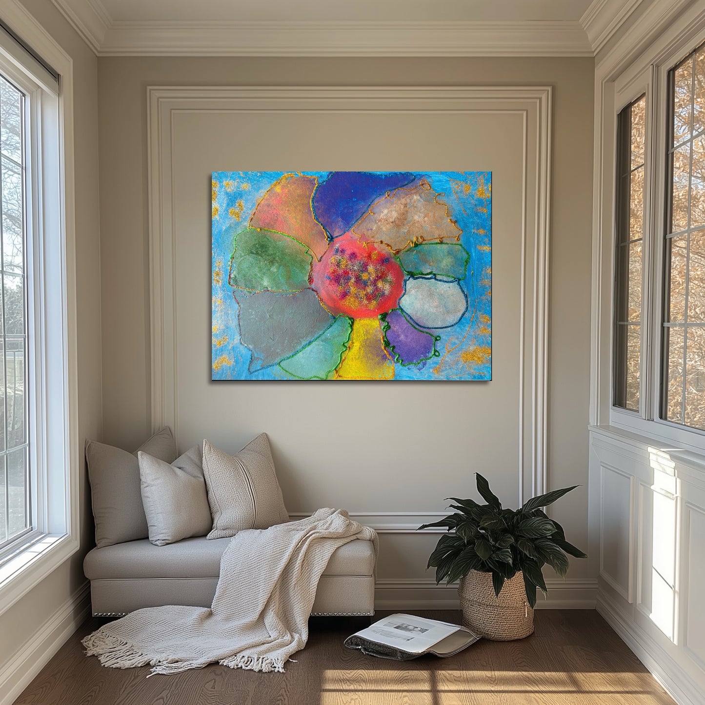 Canva print of big colorful flower