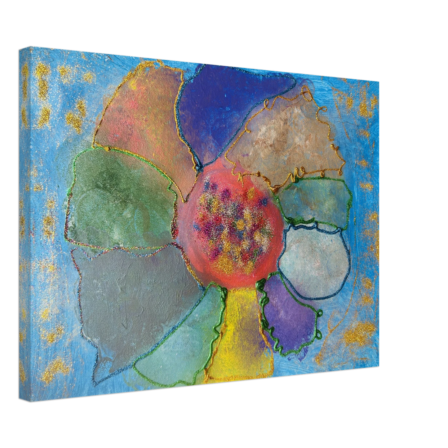 Colorful gliter big flower on canva
